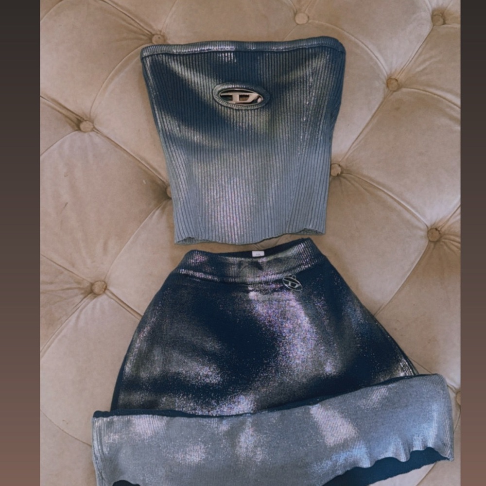Diesel Iridescent Blue Mini Skirt Set